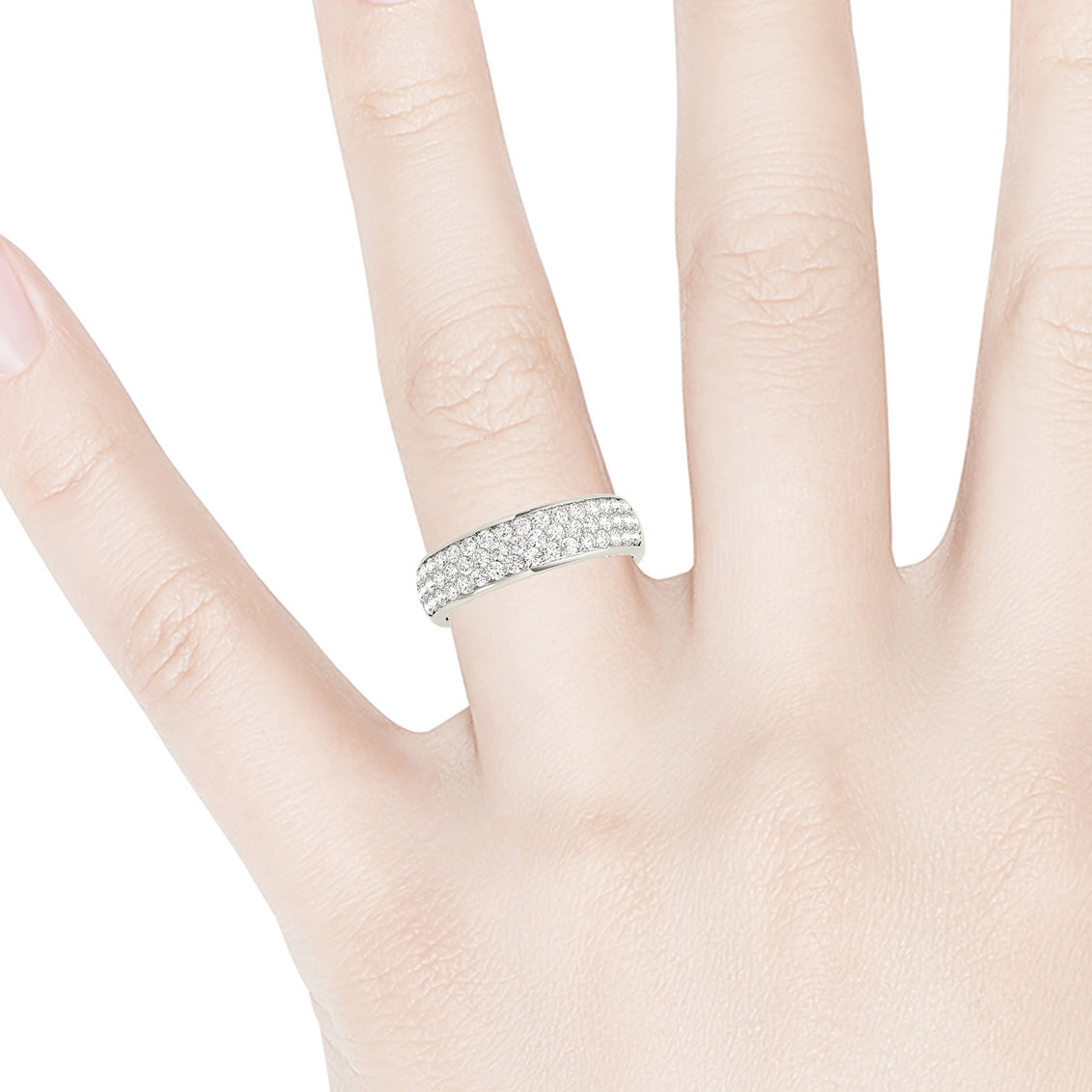 Triple Row 0.70 ctw. Round Diamond Wedding Band-VIRABYANI